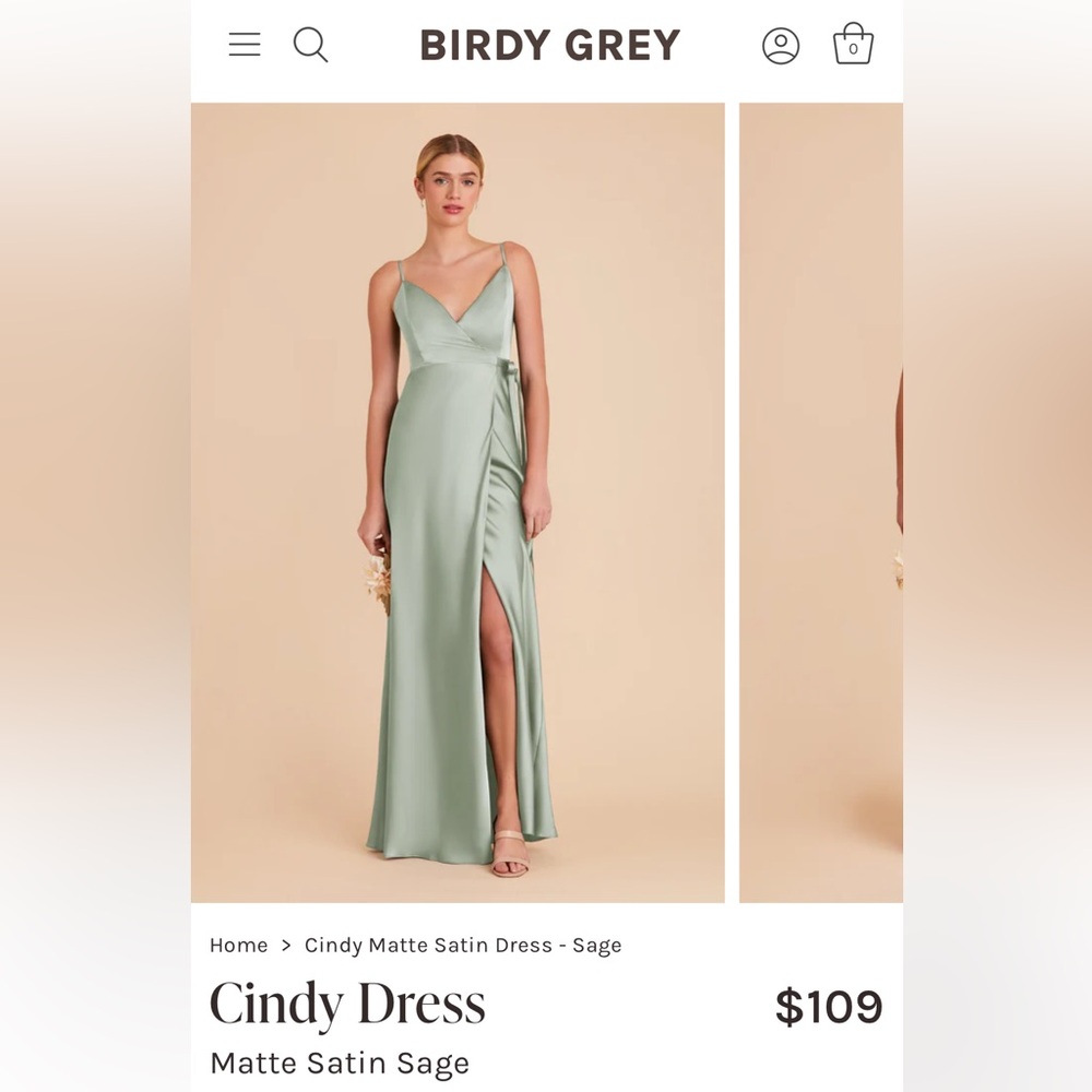 Birdy Grey Cindy Dress in Matte Satin Sage